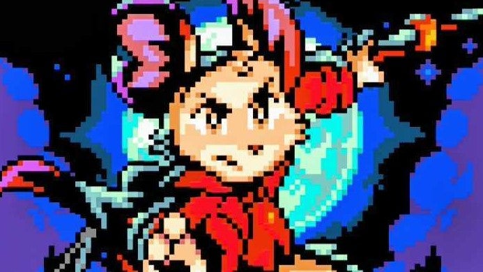 Mina the Hollower screenshot showing a pixel mouse leaping through a dark sky towards the camera