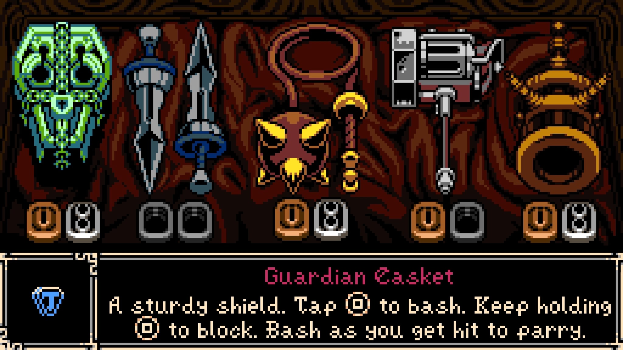 The Guardian Casket in the weapon chest in Mina the Hollower.