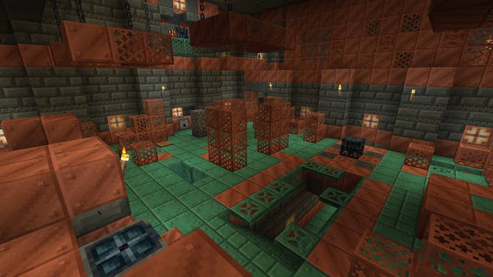 A Ominous Trial Chamber in Minecraft’s Tricky Trials update.