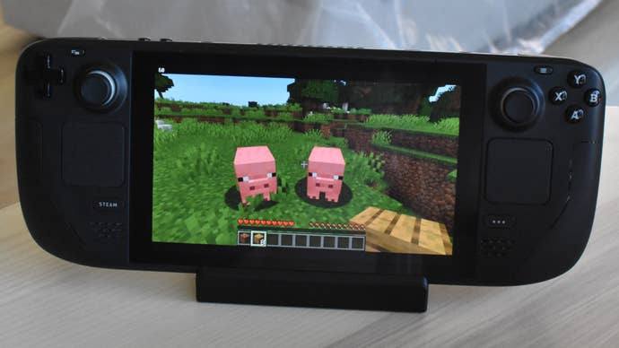 Minecraft Java running on a Steam Deck.