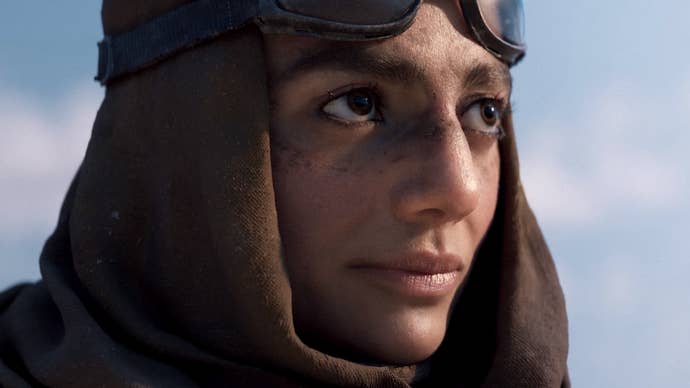 Modern Warfare 2 image showing Farah with her goggles up, staring off to the side.
