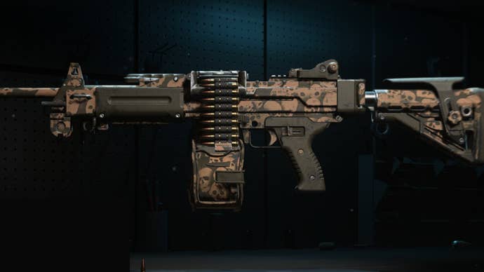 A close up of the Sakin MG38 in Modern Warfare 2.