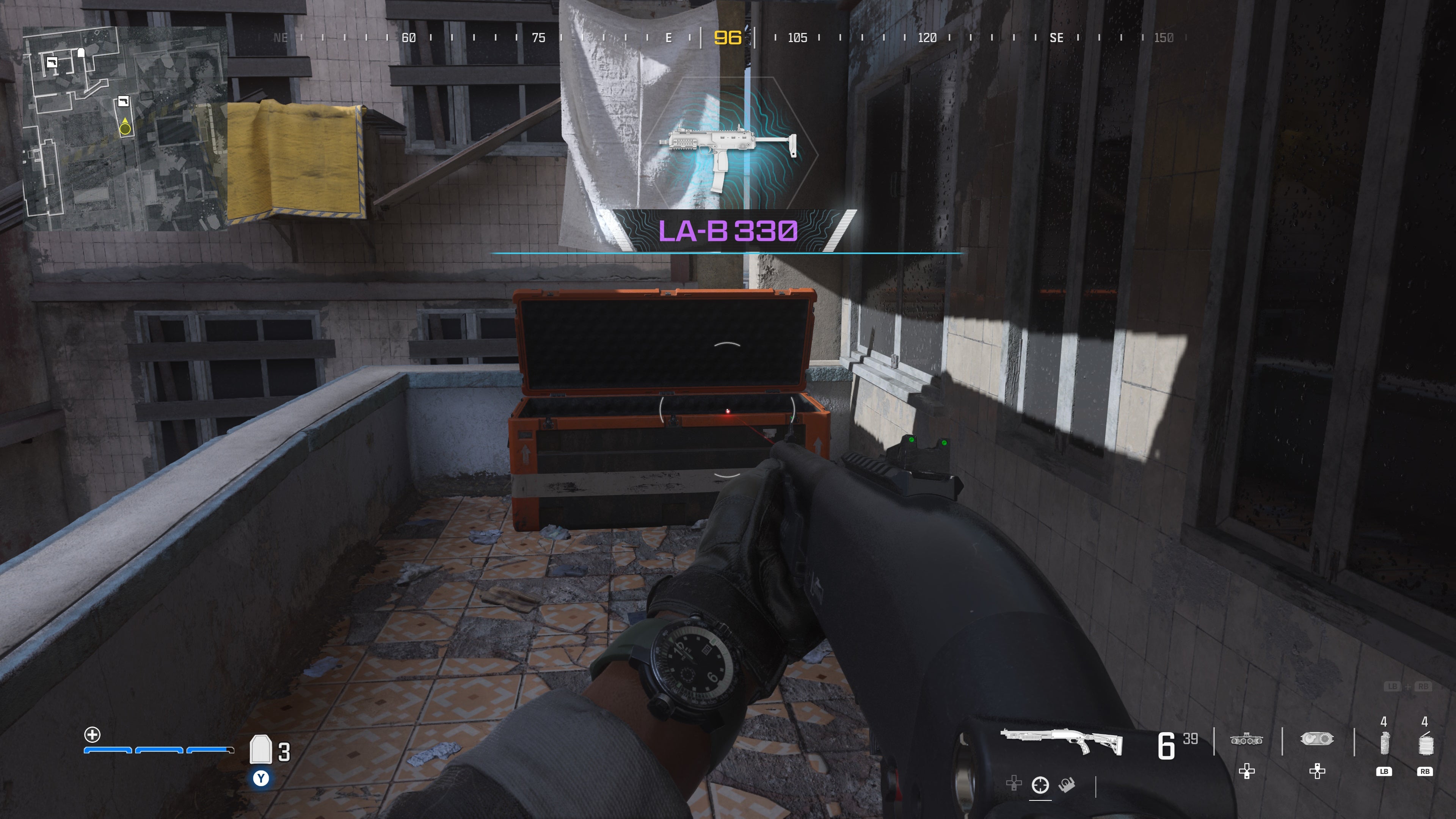 looking at a weapon supply box on the highrise map