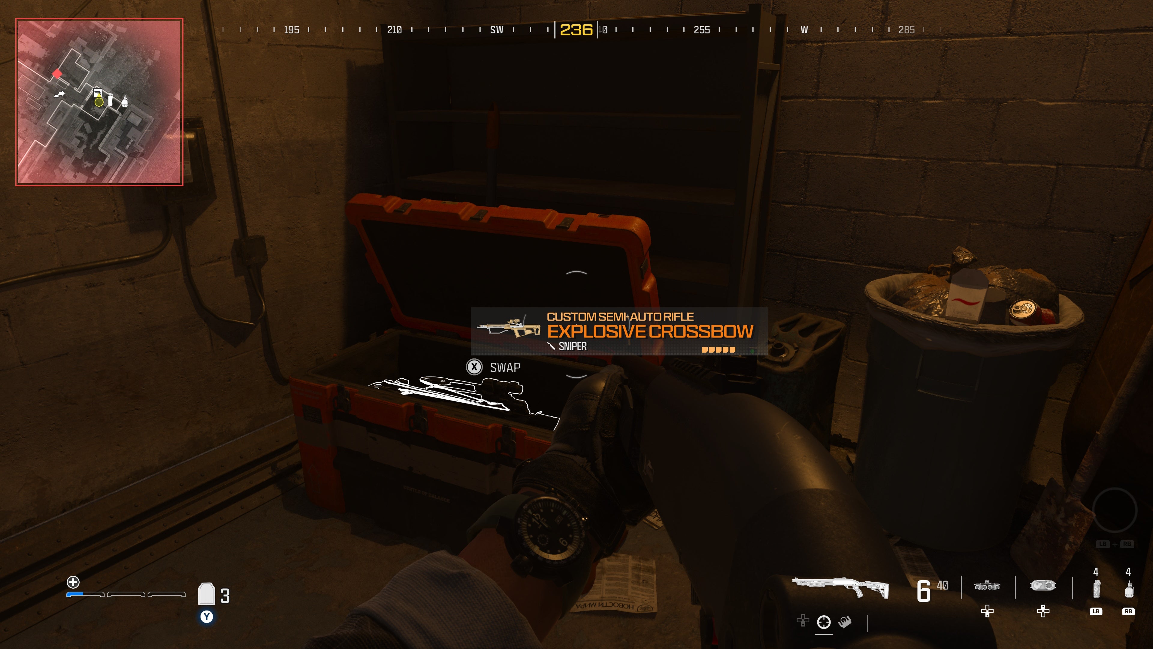 looking at a supply box with a weapon inside on the highrise level