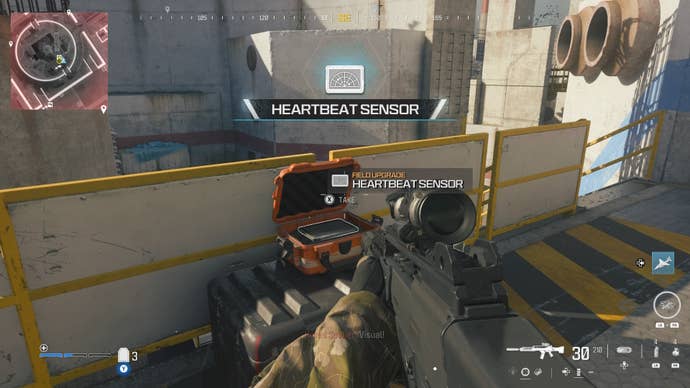 looking at an item in an open orange supply box on the reactor level