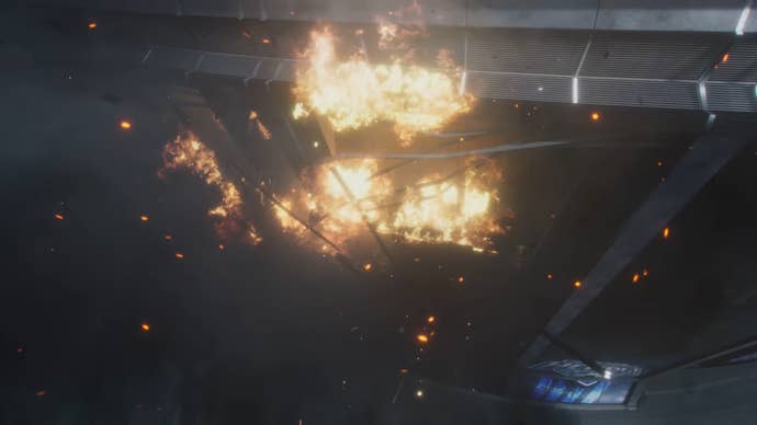 An explosion within a stadium from Call of Duty: Modern Warfare 3.