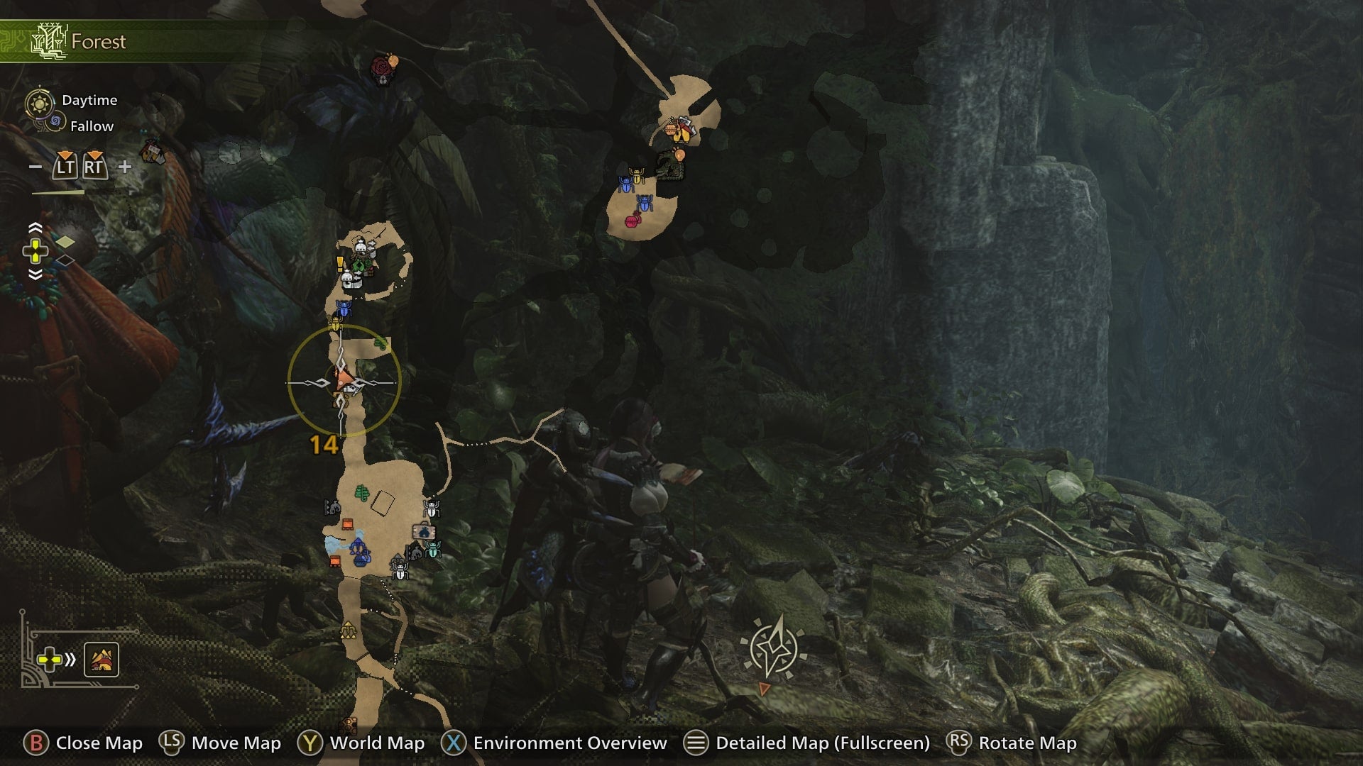 A location that Dapperwings can be found in - in Scarlet Forest - is marked on the map in Monster Hunter Wilds - 3