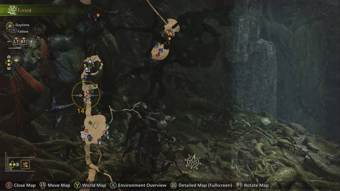 A location that Dapperwings can be found in - in Scarlet Forest - is marked on the map in Monster Hunter Wilds