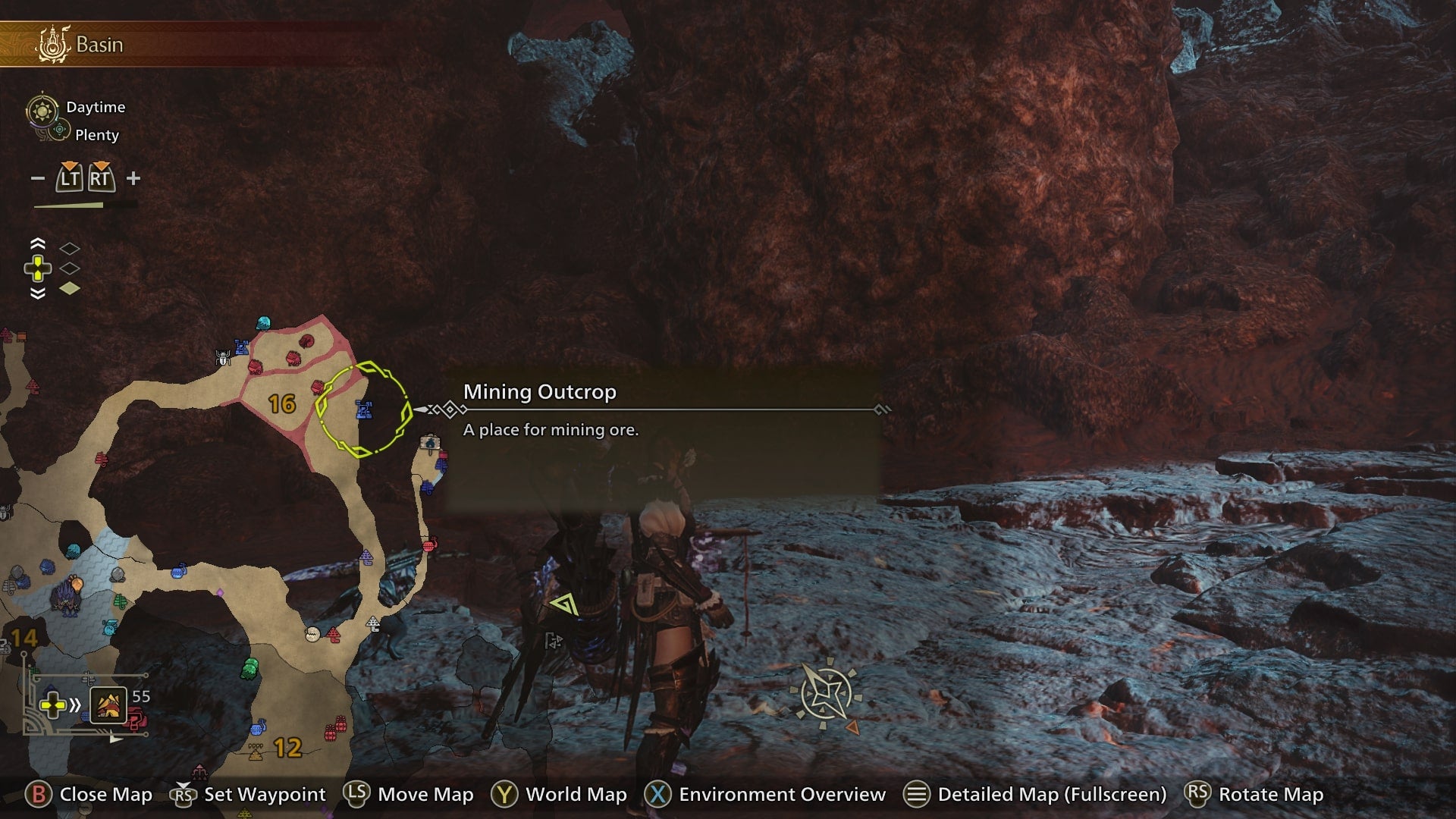 A screenshot of the Oilwell Basin map, detailing where to find Firecell Stone in Monster Hunter Wilds, is shown - 3