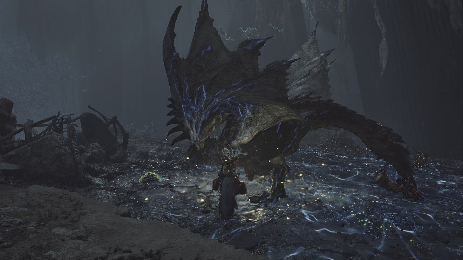 Four hunters fight a Guardian Rathalos in Wyveria in Monster Hunter Wilds - 1