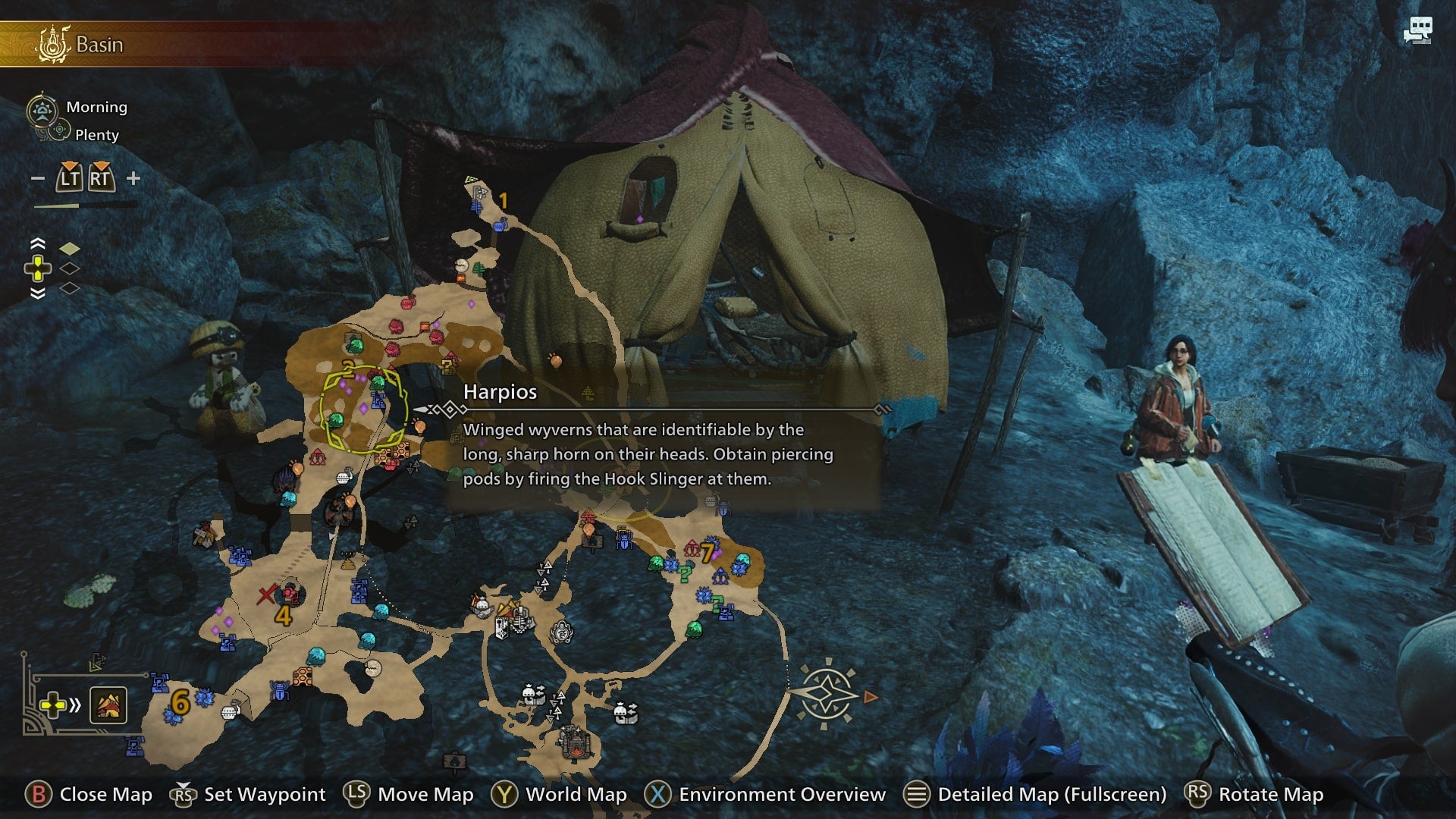 Harpios are marked on a map of Oilwell Basin in Monster Hunter Wilds - 4
