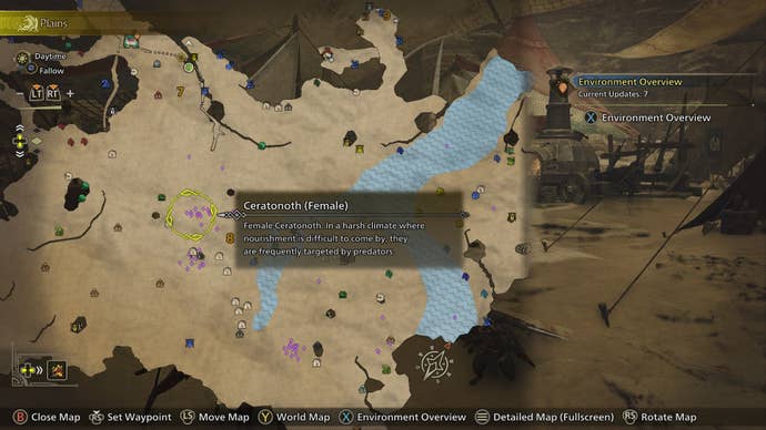 The location of Ceratonoths in Windward Plains are shown on the map in Monster Hunter Wilds