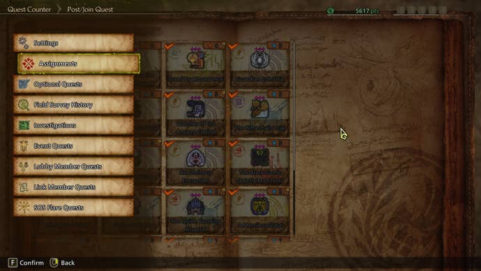 The Quest Menu in Monster Hunter Wilds is shown