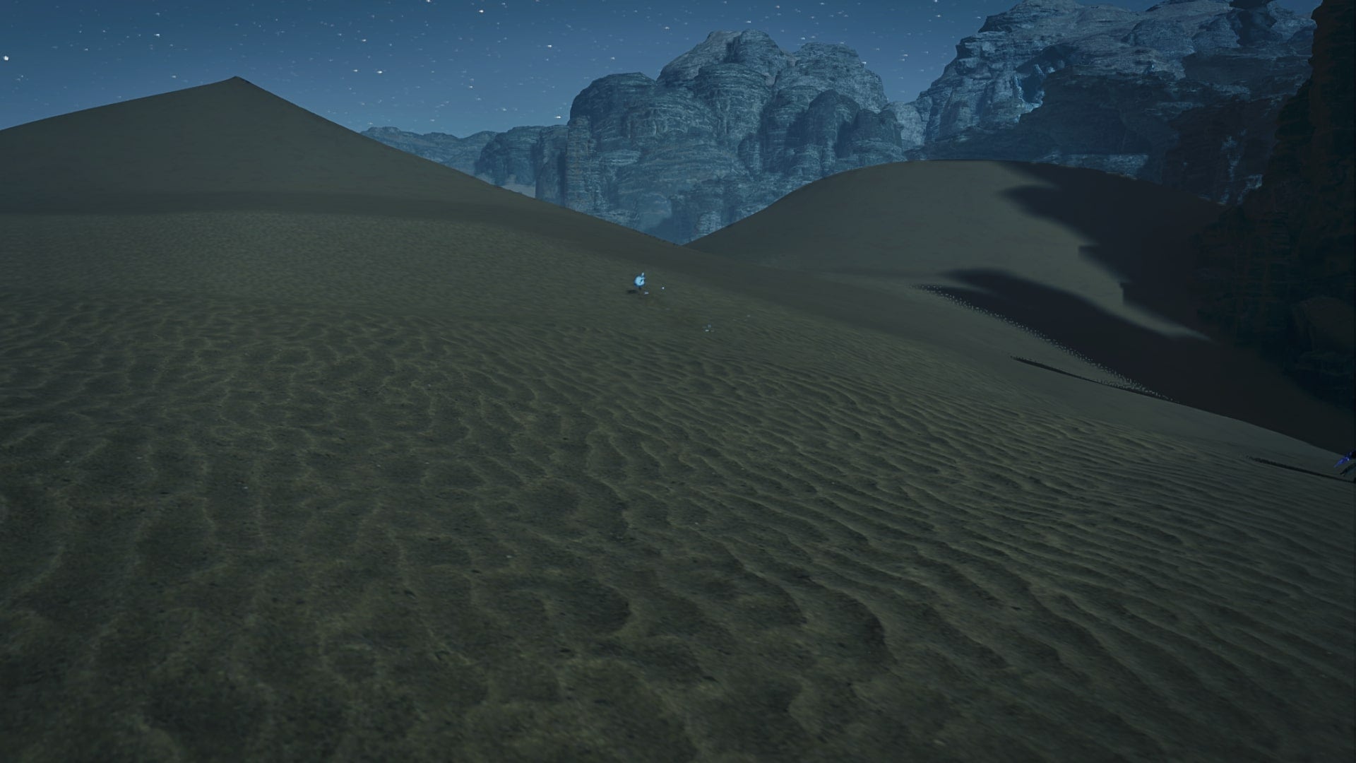 The player looks at a Sandstar in the distance in Windward Plains in Monster Hunter Wilds