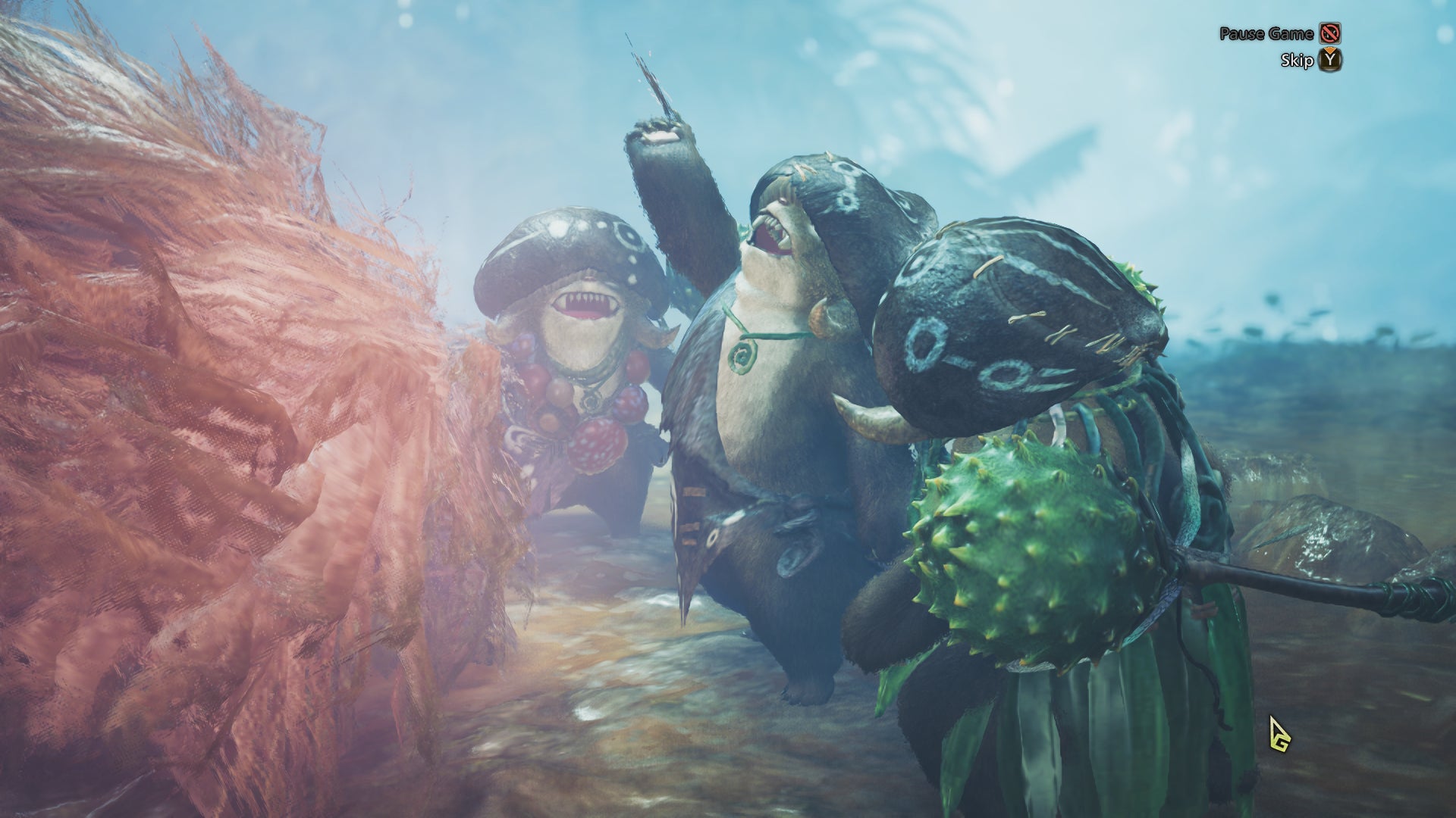 Three Wudwuds can be seen congregating around a Congalala in Monster Hunter Wilds - 1
