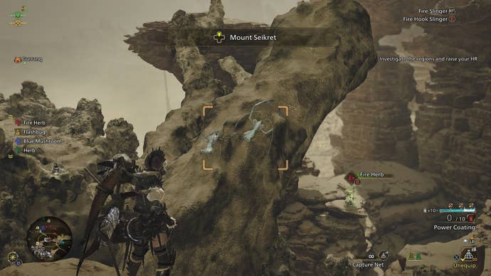 The player looks at catching some Endemic Life with their Capture Net in Monster Hunter Wilds
