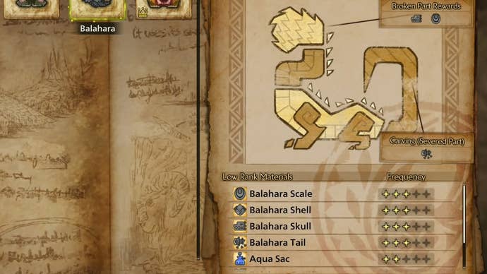 Balahara’s harvest materials in Monster Hunter Wilds.