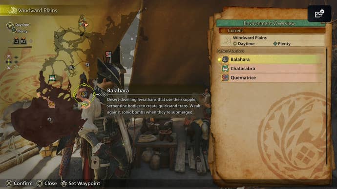 Balahara’s locations in Monster Hunter Wilds.