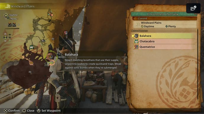 Balahara's locations in Monster Hunter Wilds.