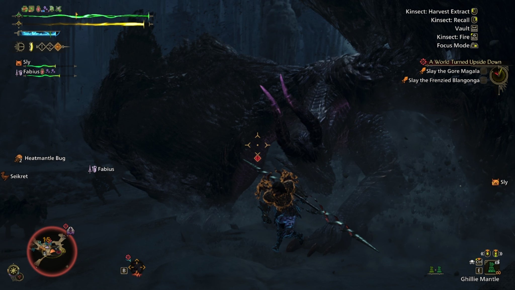 A Monster Hunter Wilds screenshot of Gore Magala in their Frenzied state showing their purple antennas out. - 12