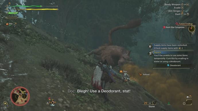 Congalala using its breath attack in Monster Hunter Wilds.
