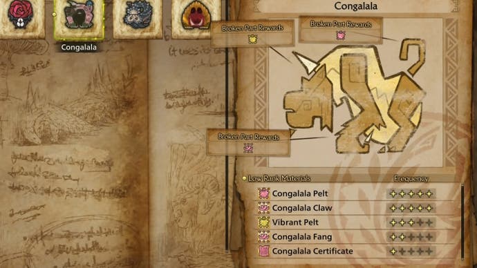 Congalala's harvest materials in Monster Hunter Wilds.