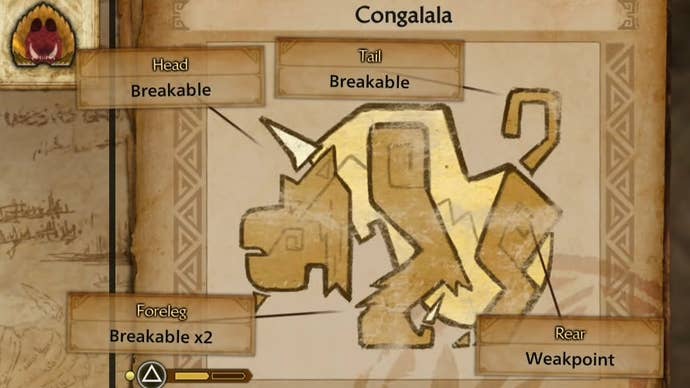 Congalala’s weak spots in Monster Hunter Wilds.