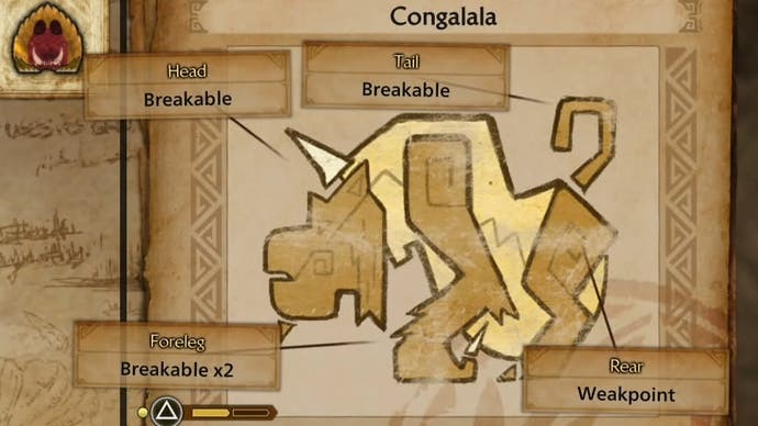 Congalala's weak spots in Monster Hunter Wilds.