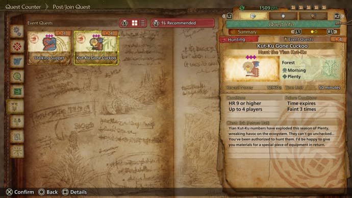 Kut Ku Gone Cuckoo event quest details in Monster Hunter Wilds.