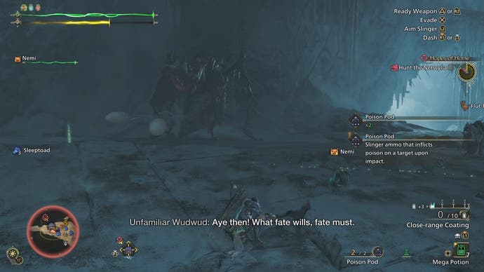 Nerscylla's web sac attack in Monster Hunter Wilds.