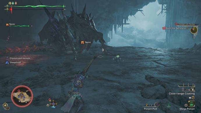 Nerscylla's pincer attack in Monster Hunter Wilds.