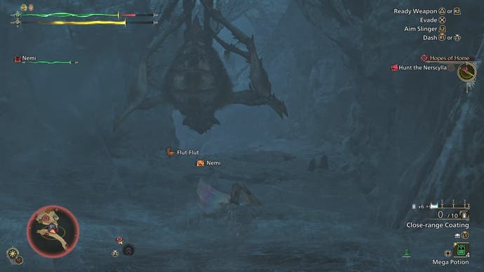 Nerscylla's web sling attack in Monster Hunter Wilds.
