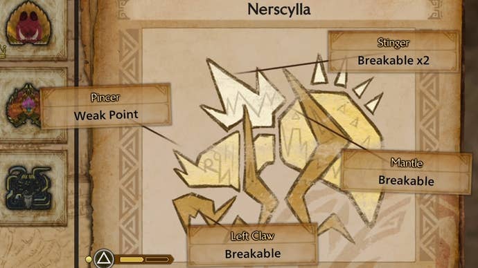 Nerscylla’s weak points in Monster Hunter Wilds.