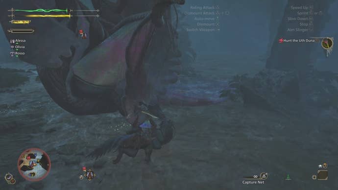 Fighting Uth Duna on a Sekreit in Monster Hunter Wilds.