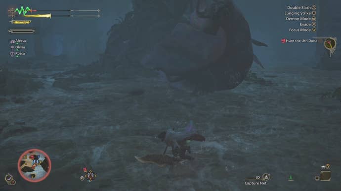 Fighting Uth Duna in Monster Hunter Wilds.