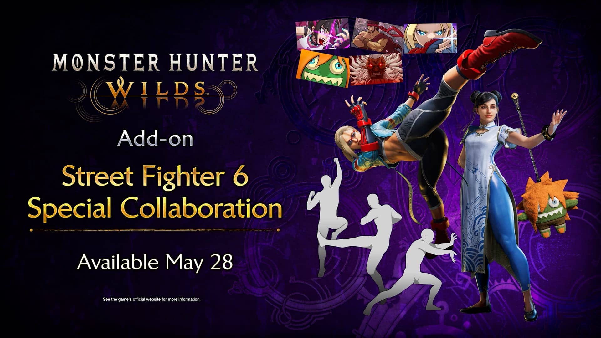 Monster Hunter Wilds and Street Fighter 6 collab promo image for the paid DLC