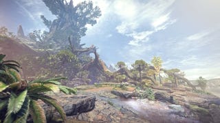 A muddy jungle landscape in Monster Hunter World.