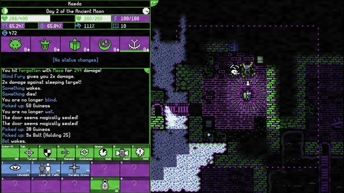 Moonring screenshot showing a dungeon being explored.