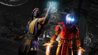 Sob-Zero and a fighter with flamethrower hands get ready for battle in Mortal Kombat 1