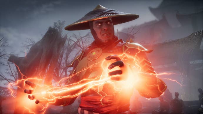 Raiden gets ready for a fight in Mortal Kombat 11