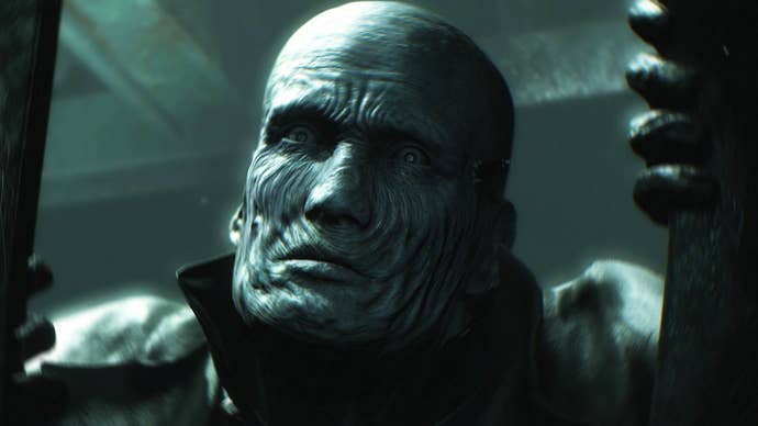 A close-up of Mr X, hatless, looking at you through a door – and almost certainly contemplating your death.