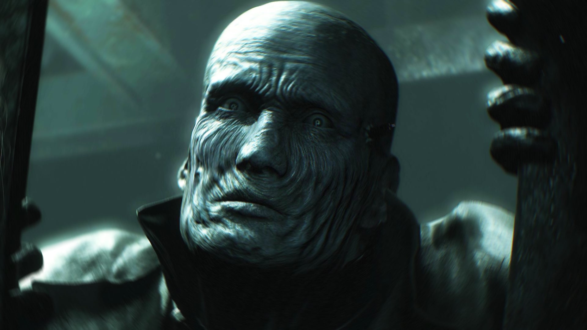 A close-up of Mr X, hatless, looking at you through a door – and almost certainly contemplating your death. - 1