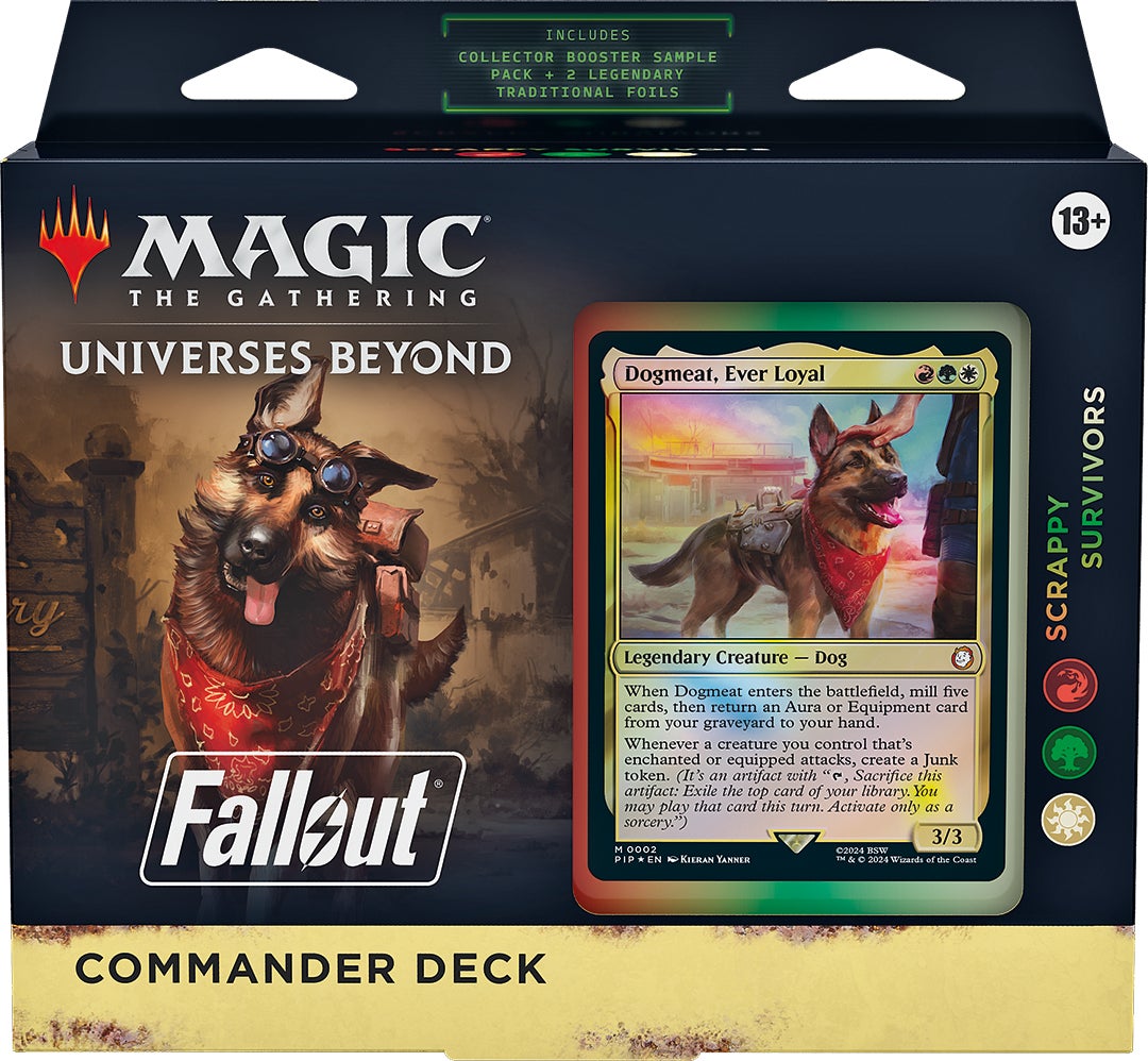 Dogmeat Magic the Gathering Card, presented in the Commander Pack from the card game. - 3