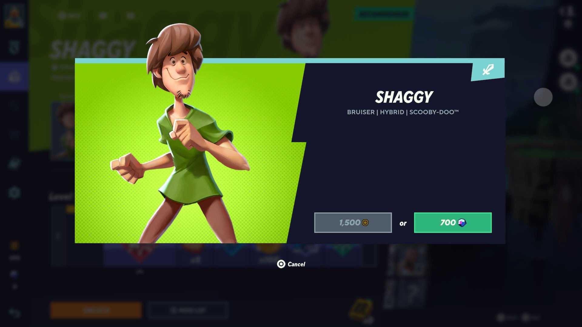 Shaggy&rsquo;s unlock screen in MultiVersus