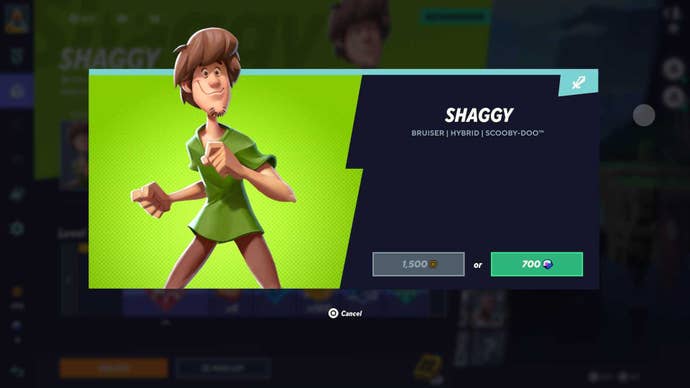 Shaggy’s unlock screen in MultiVersus