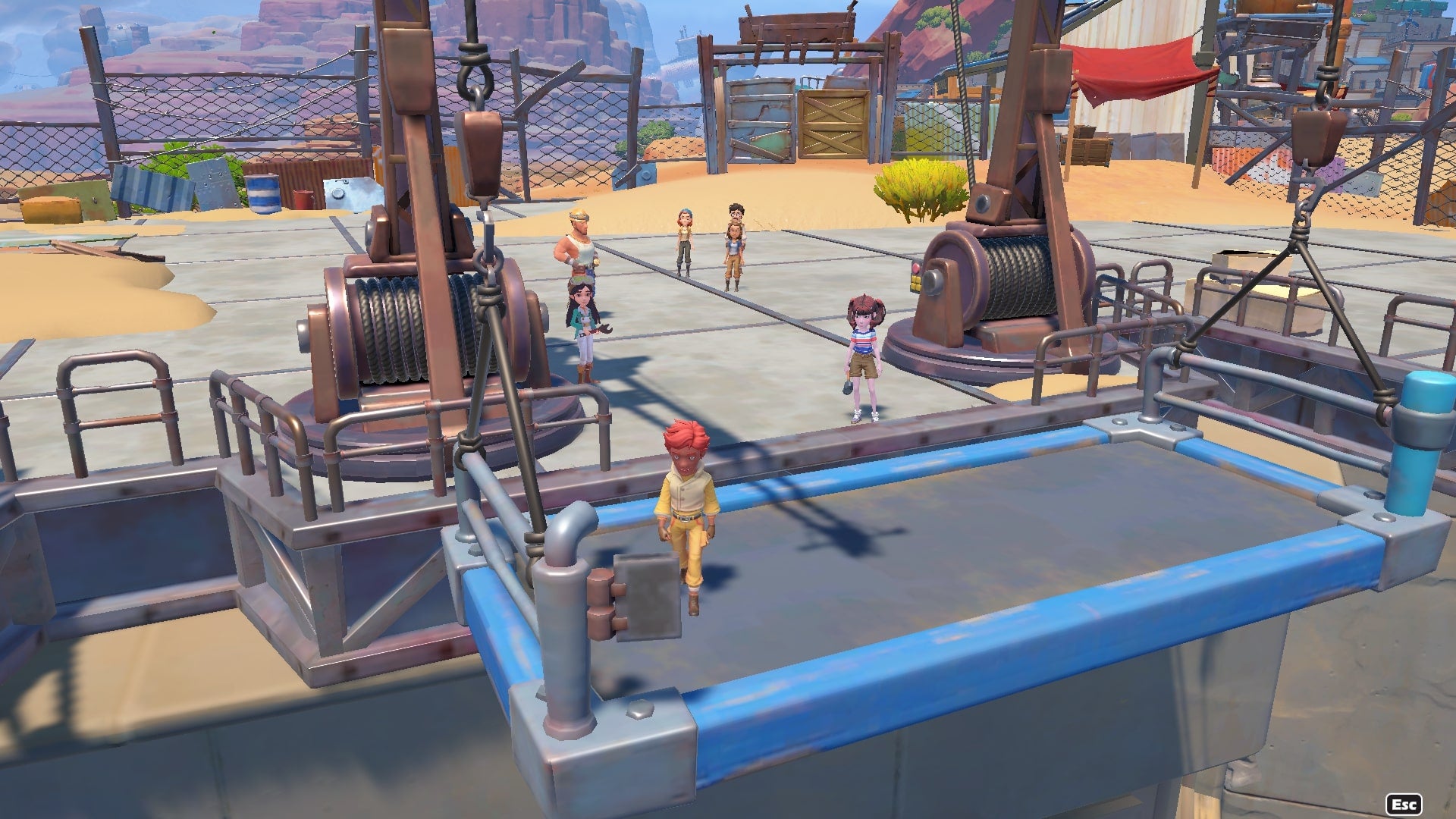 The player fixes the lift down to the Eufaula Salvage Mines in My Time at Sandrock - 4