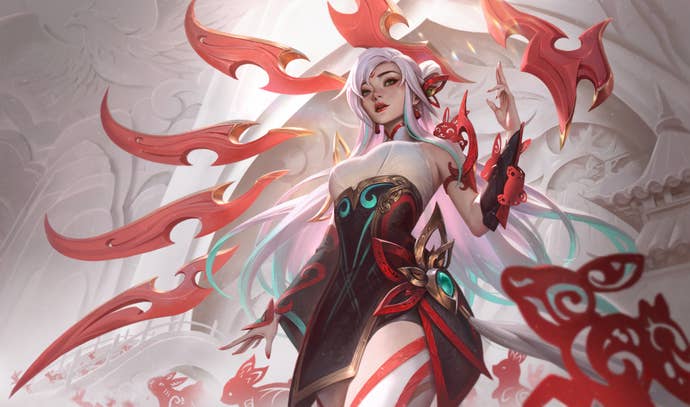 Mythmaker Irelia Skin splash art in League of Legends
