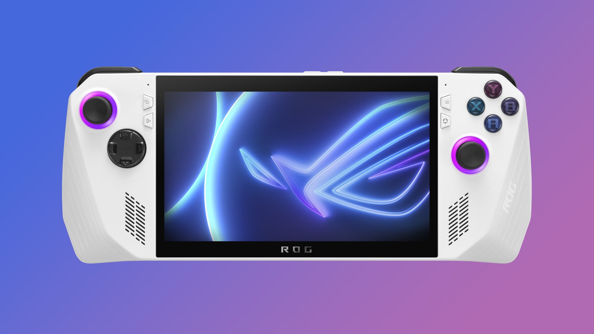 rog ally with coloured gradient from digital foundry news coverage of the handheld