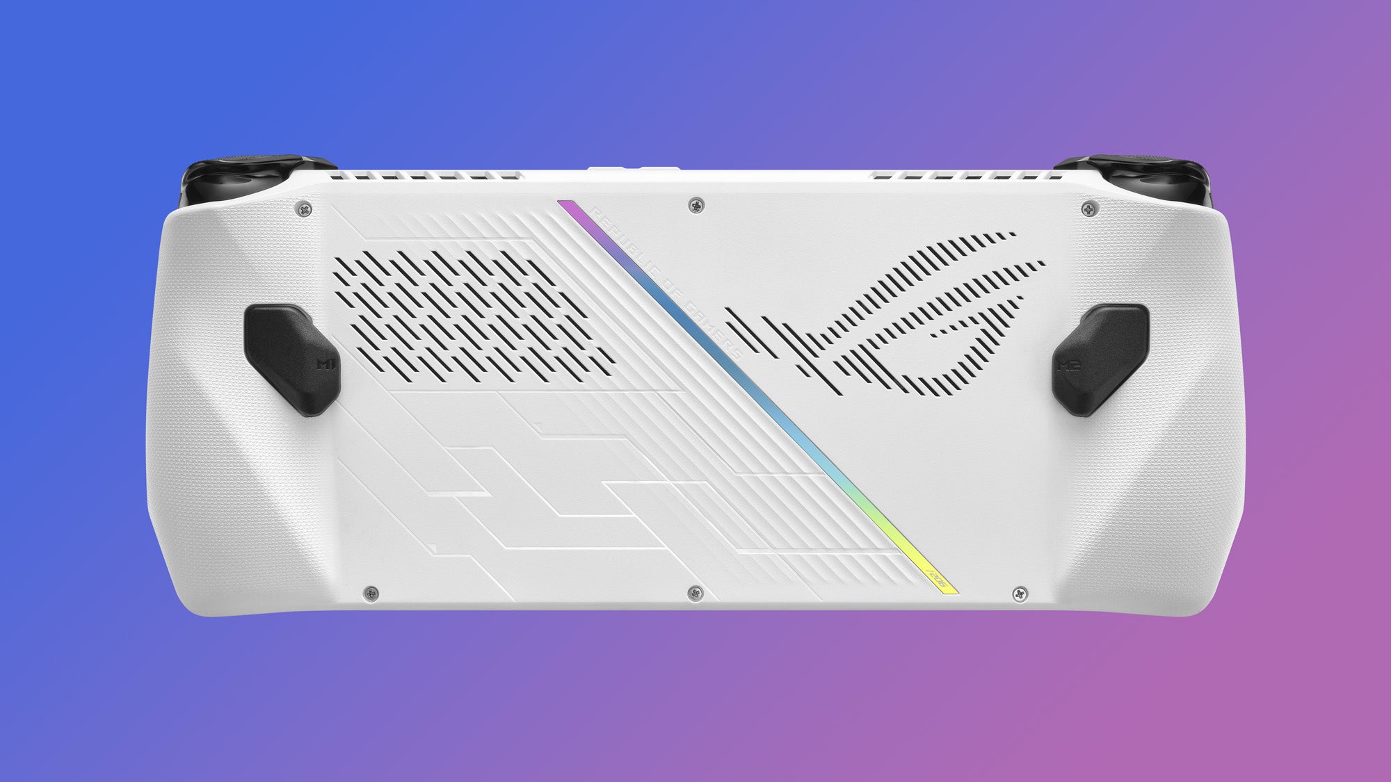 rog ally with coloured gradient from digital foundry news coverage of the handheld