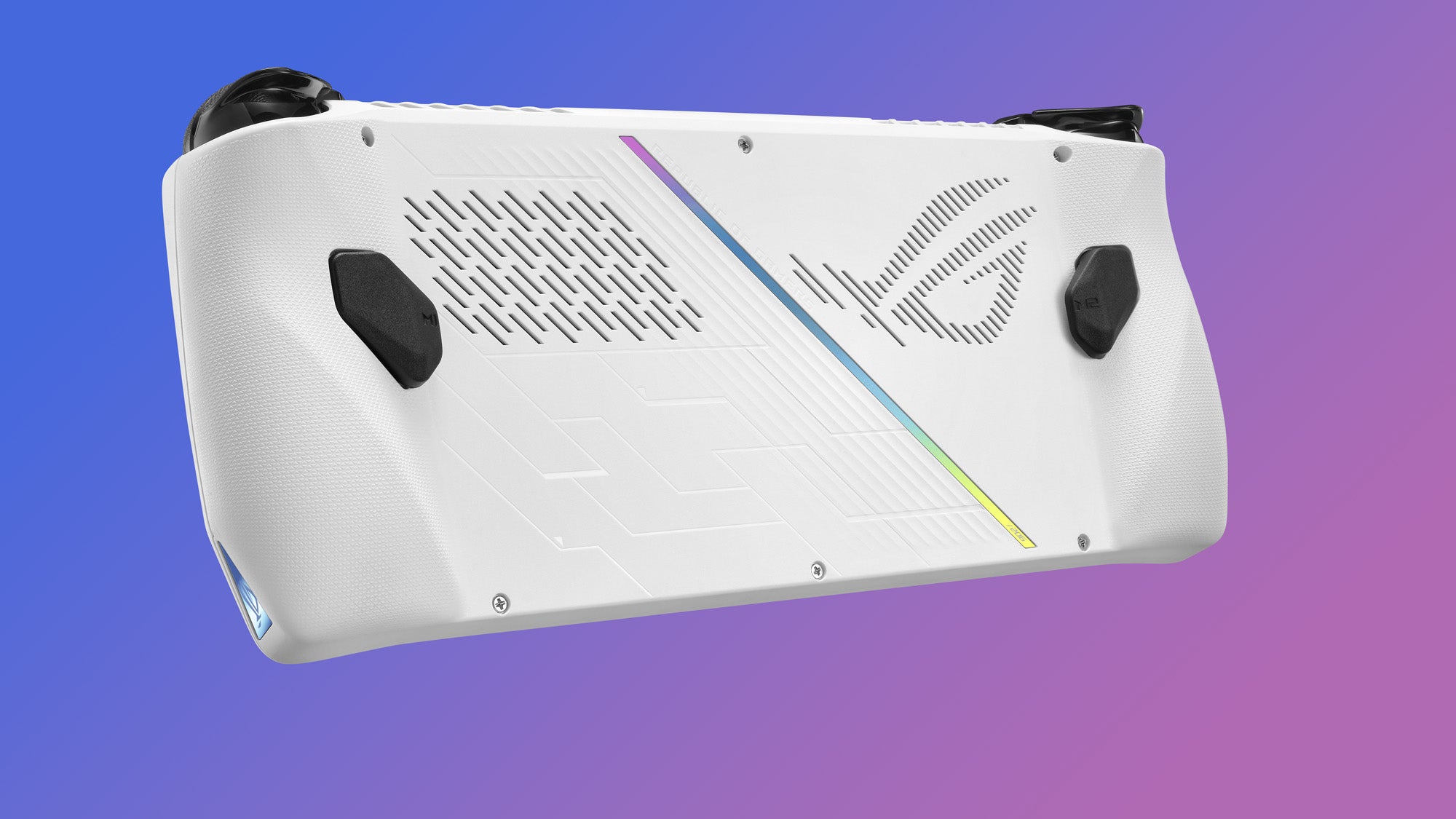 rog ally with coloured gradient from digital foundry news coverage of the handheld